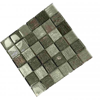 Top quality  Backsplash mosaic staggered texture mixed color glass mosaic used for bathroom or kitchen
