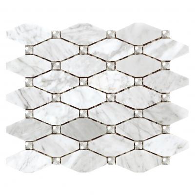 Italian white bianco carrara marble diamond shaped wall mosaic tiles
