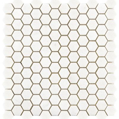 Particles thassos whtie Colour Mosaic Marble Stone Hexagon Tile For Wall
