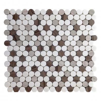 Round Penny stone mixed colour Mosaic Wall Tile
