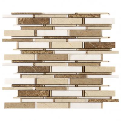 Top selling 8mm thickness stripe glass tile mixes stone mosaic for wall tile
