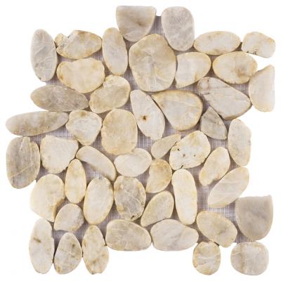 beige pebble  Shape Marble Mosaic Pebble Stone Mosaic Tiles Floor and Wall Tiles Art and Crafts Mosaic Tiles
