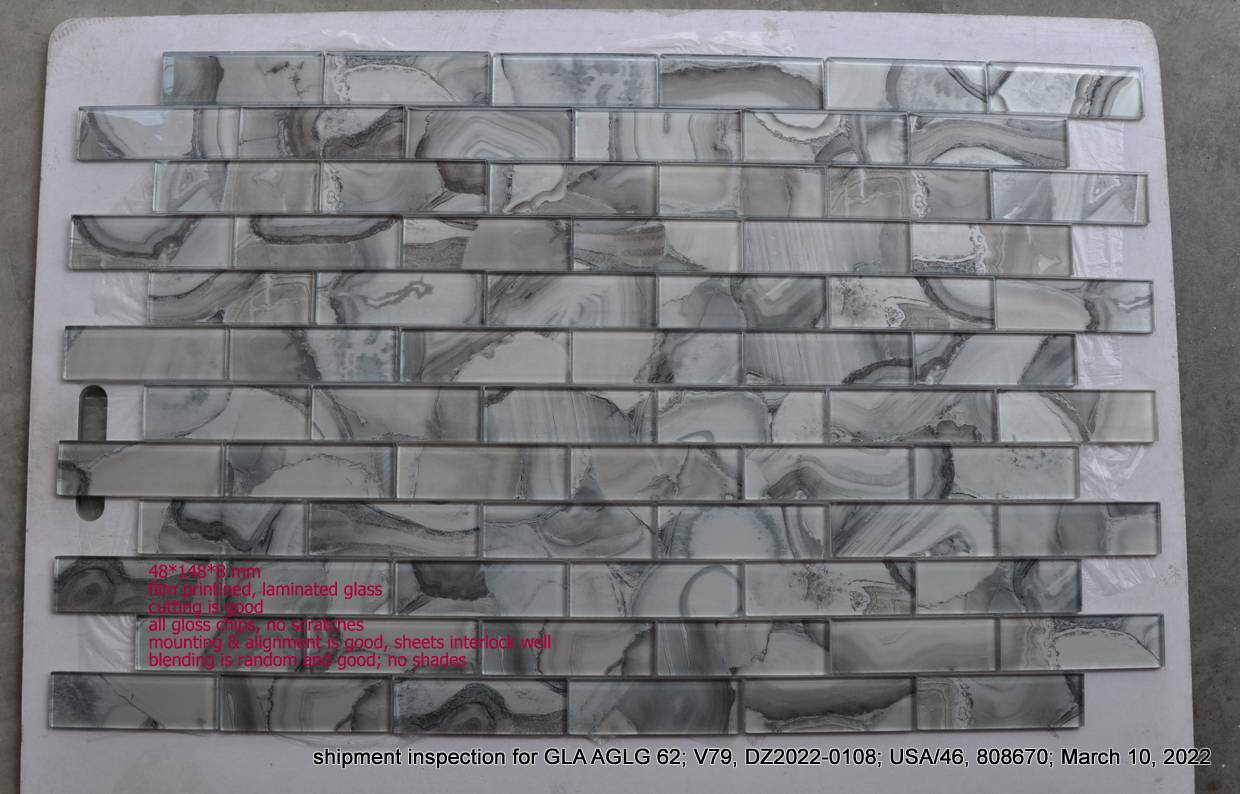 inspección de fábrica de mosaico de vidrio de China para GLA AGLG 62; V79, DZ2022-0108; EE.UU._46, 808670; 10 de marzo de 2022

